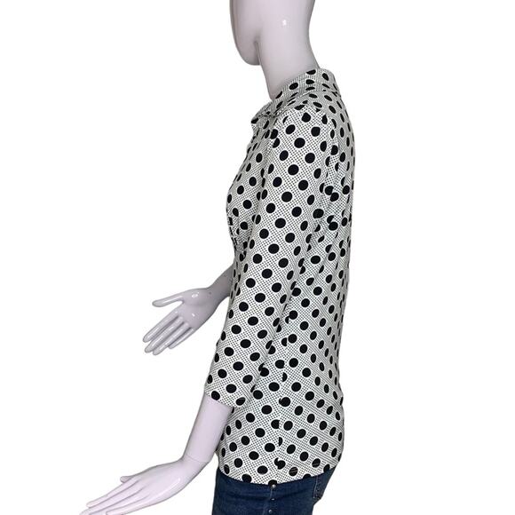 Maurices Blouse White with Black Polka Dot Pullover 3/4 Sleeve V-Neck Si… - Picture 6 of 9
